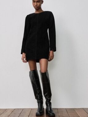 ZARA Flocked Denim Dress